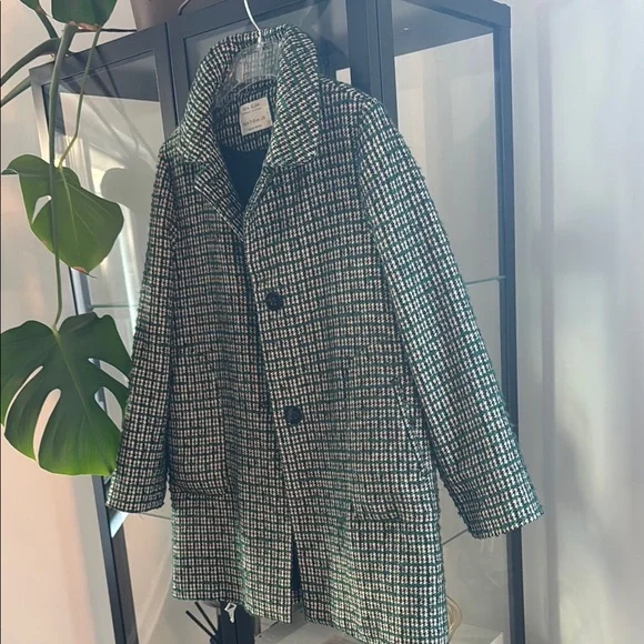 Zara Green and Black Tweed Pea Coat Classic Design - Picture 7 of 8